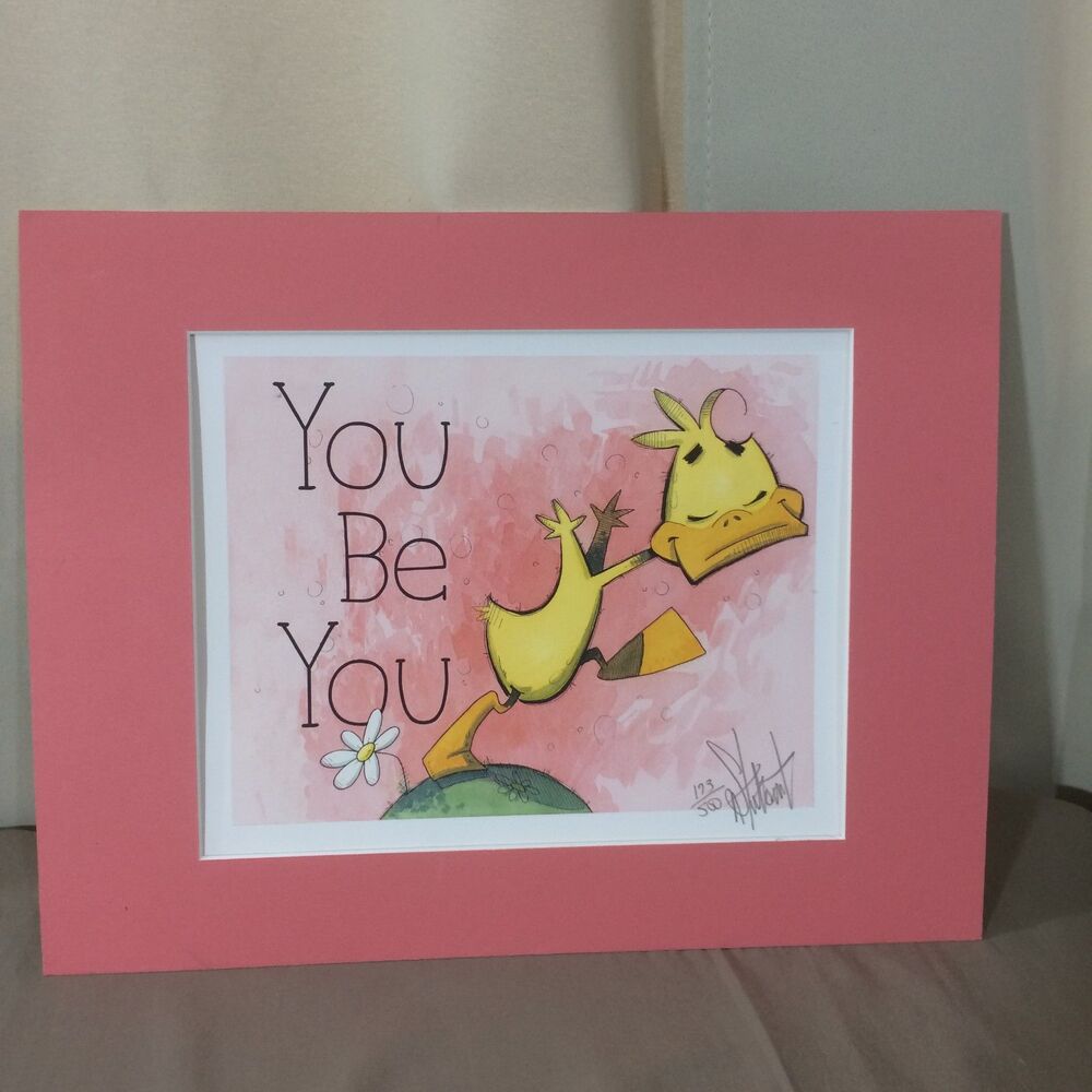 Peter H Reynolds Signed Print You Be You Numbered 173/500 11x14 Mat Yellow Duck